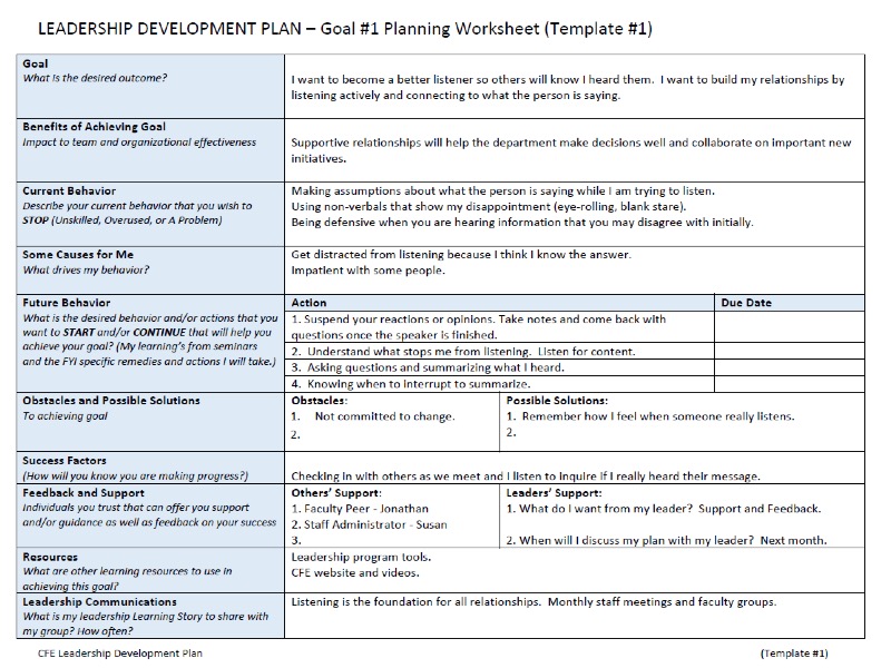 Individual Development Plan Template from cfe.unc.edu